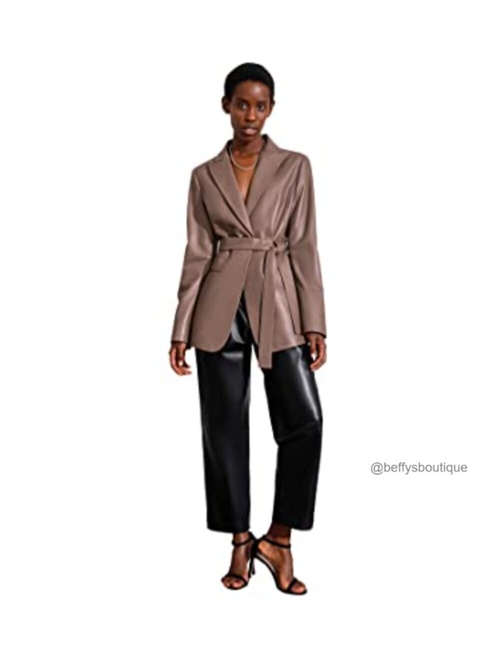 Genuine Lambskin Leather Blazer Loose Fit Notch Collar Women's Coat